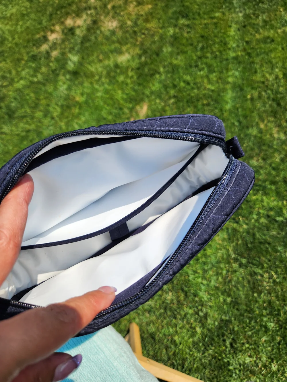 Vera Bradley Quilted Dark Navy Cosmetic Pouch